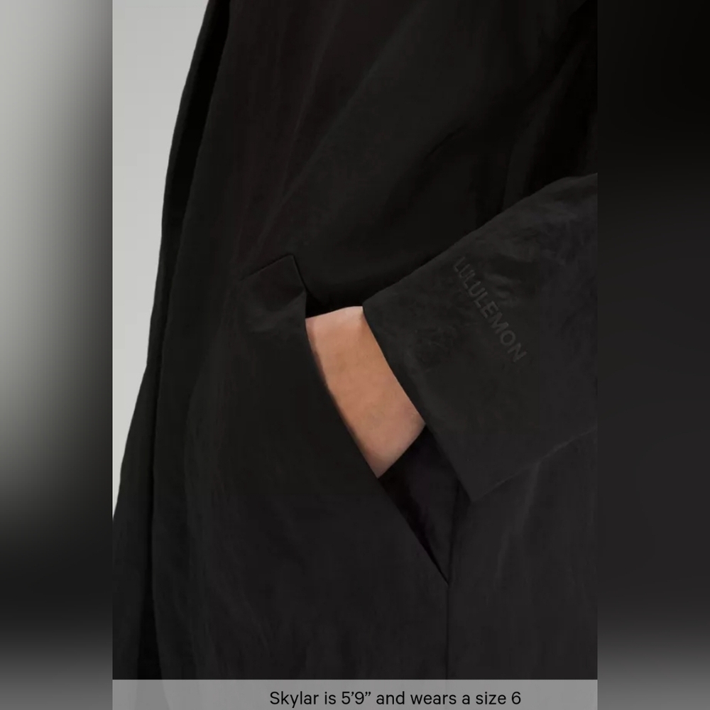 Lululemon Lightweight Collared A-Line Coat Size 12 in Black - Picture 4 of 13